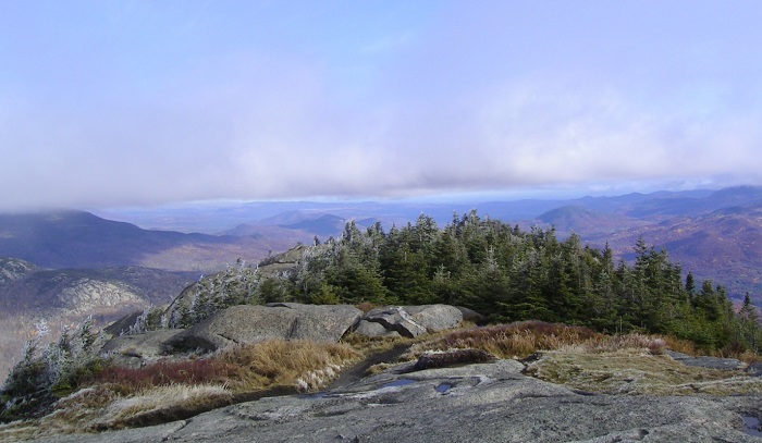 the summit of Cascade Mountain, looking towards the Adirondack High Peaks