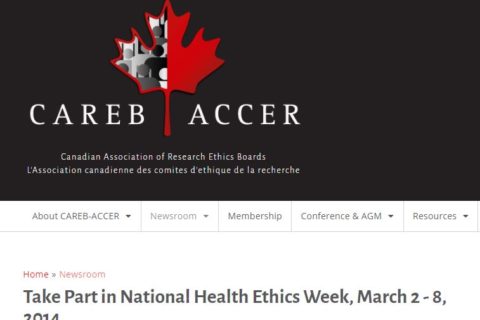an image for National Health Ethics Week (NHEW) 2014 from the Canadian Association of Research Ethics Boards (CAREB)