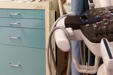a ultrasound machine and other equipment in a hospital