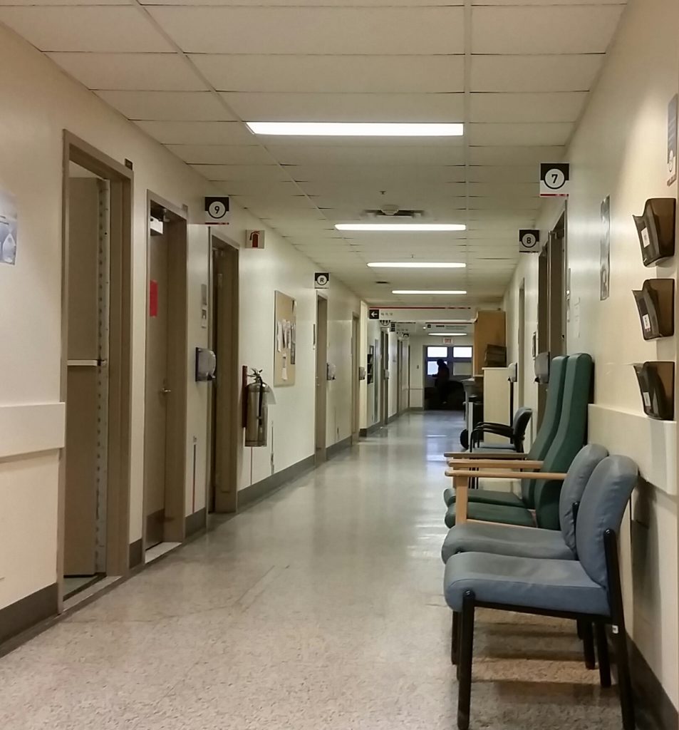 an empty hospital corridor