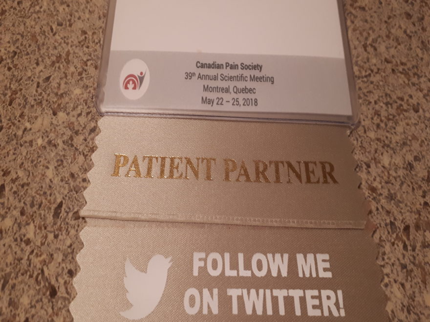 a Patient Partner name tag, from the 2018 Canadian Pain Society 2018 annual meeting