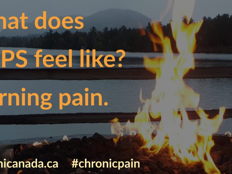 a poster of flames, with the words "What does CRPS feel like" Burning pain."