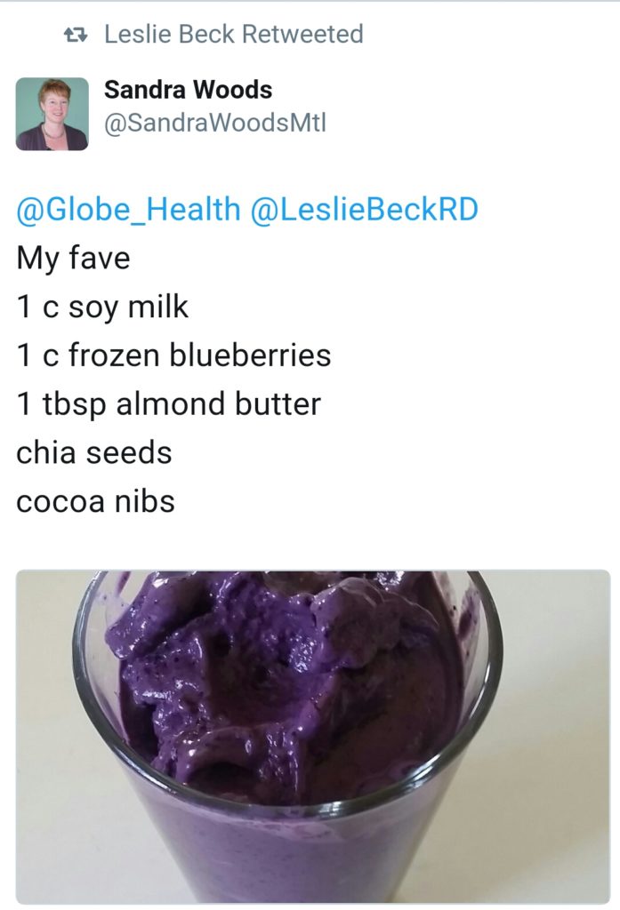 A homemade blueberry smoothie.