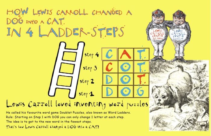 an example of a word ladder puzzle, designed by Lewis Carroll