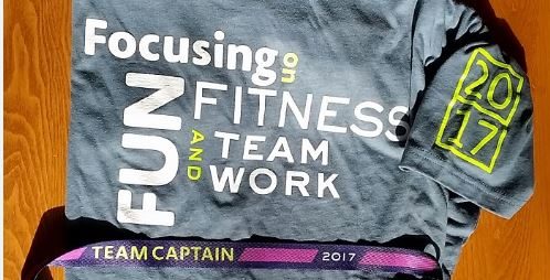 a t-shirt from a workplace fitness challenge