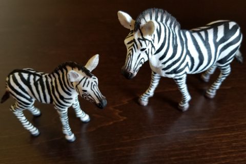 zebra mother and foal figurines