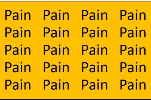 a text box with the word "pain" written from edge to edge, top to bottom and side to side