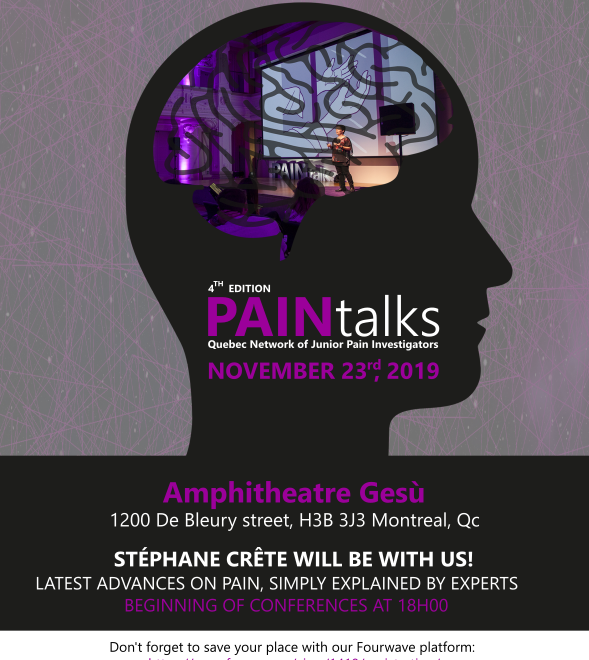 a poster for the 2019 PAINtalks event, on November 23 in Montreal