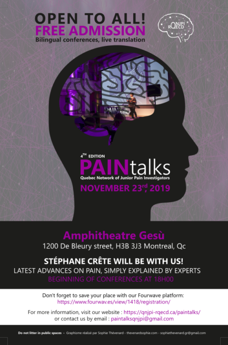 a poster for the 2019 PAINtalks event, on November 23 in Montreal