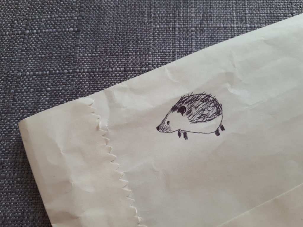 a very crude line drawing of a hedgehog