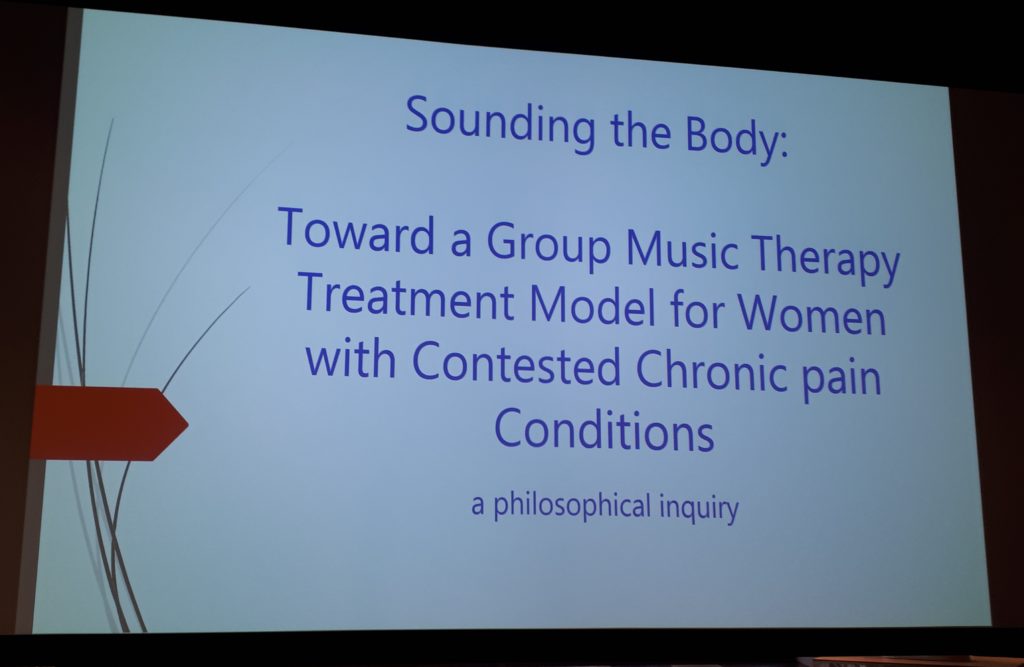 Introductory slide from Play the Pain; "Sounding the Body: Toward a group music therapy treatment model for women with contested pain conditions"