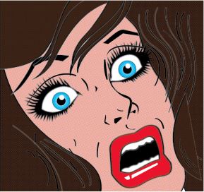 a comic book-style image of a woman's face
