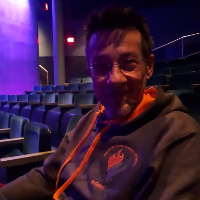 a man wearing a charity hoodie, for Complex Regional Pain Syndrome, at PAINtalks 2019