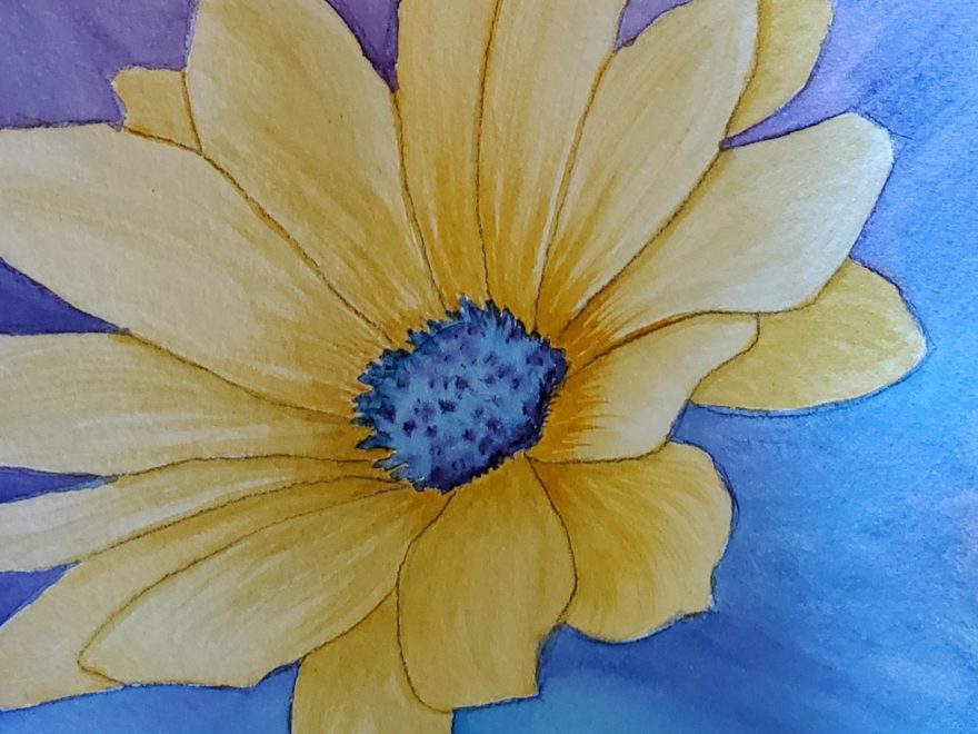 a watercolour painting of a single flower