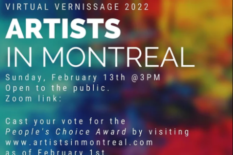 A poster for the Artists in Montreal Virtual Vernissage of a 2022 art show