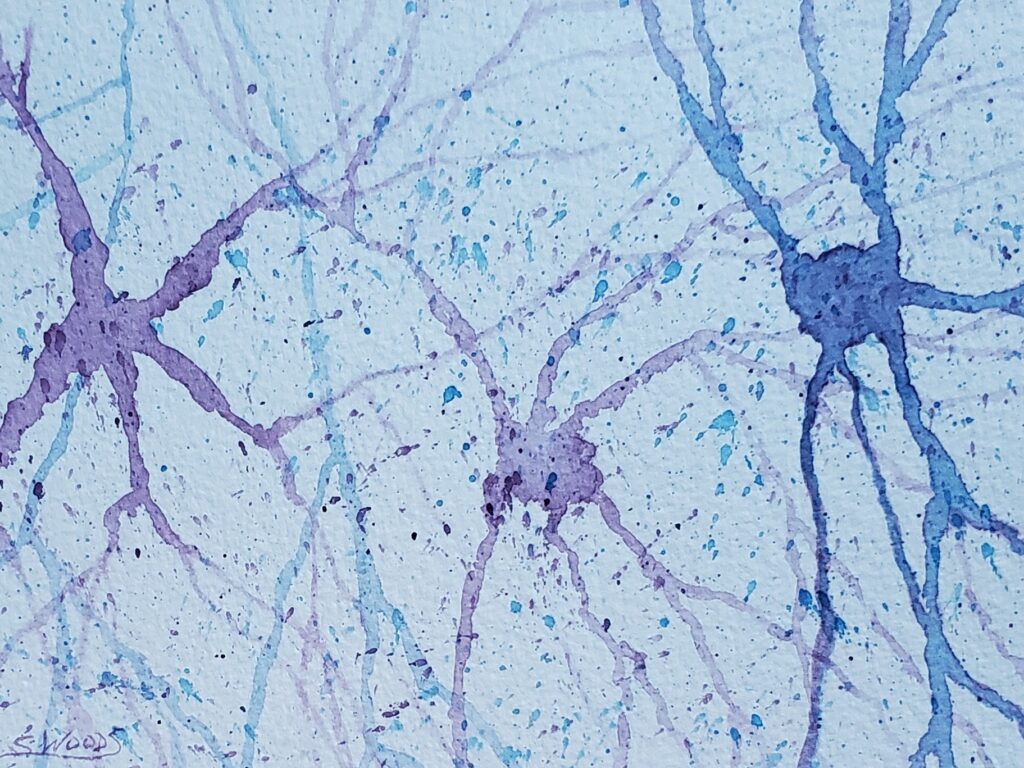 A watercolour painting of imaginary pain nerves