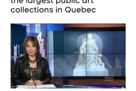 A screenshot of a CTV News Montreal report: "The MUHC is home to one of the largest public art collections in Quebec"